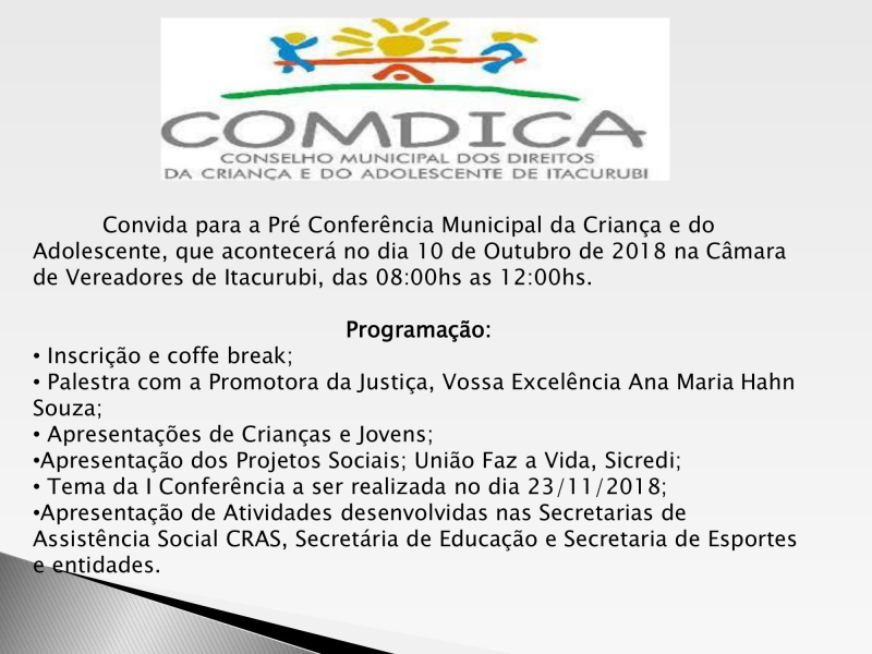 Pré Conferência Municipal da Criança e do Adolescente.